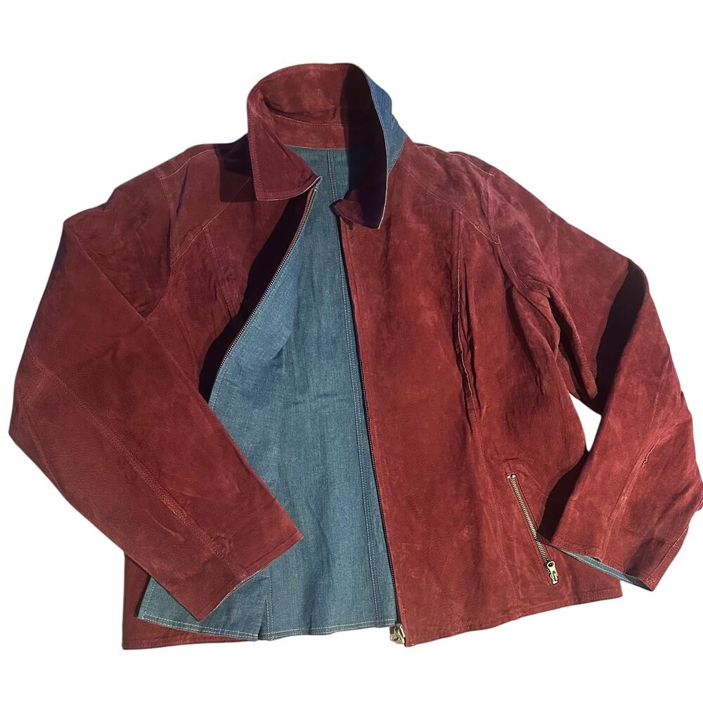 Cervelle VTG Women Reversible Suede Leather / Denim Jean Jacket Blazer xLarge